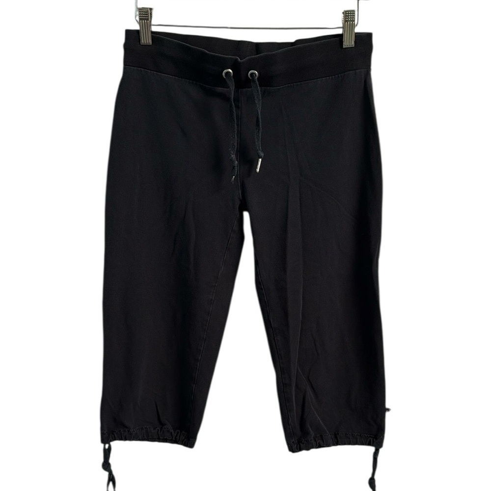 Sweaty Betty Black Drawstring Pull-On Active Capri Pants with Hem Ties Size M